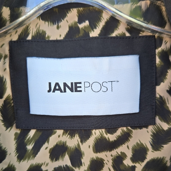 Jane Post Black Trench Coat with Leopard Lining - Picture 2 of 8